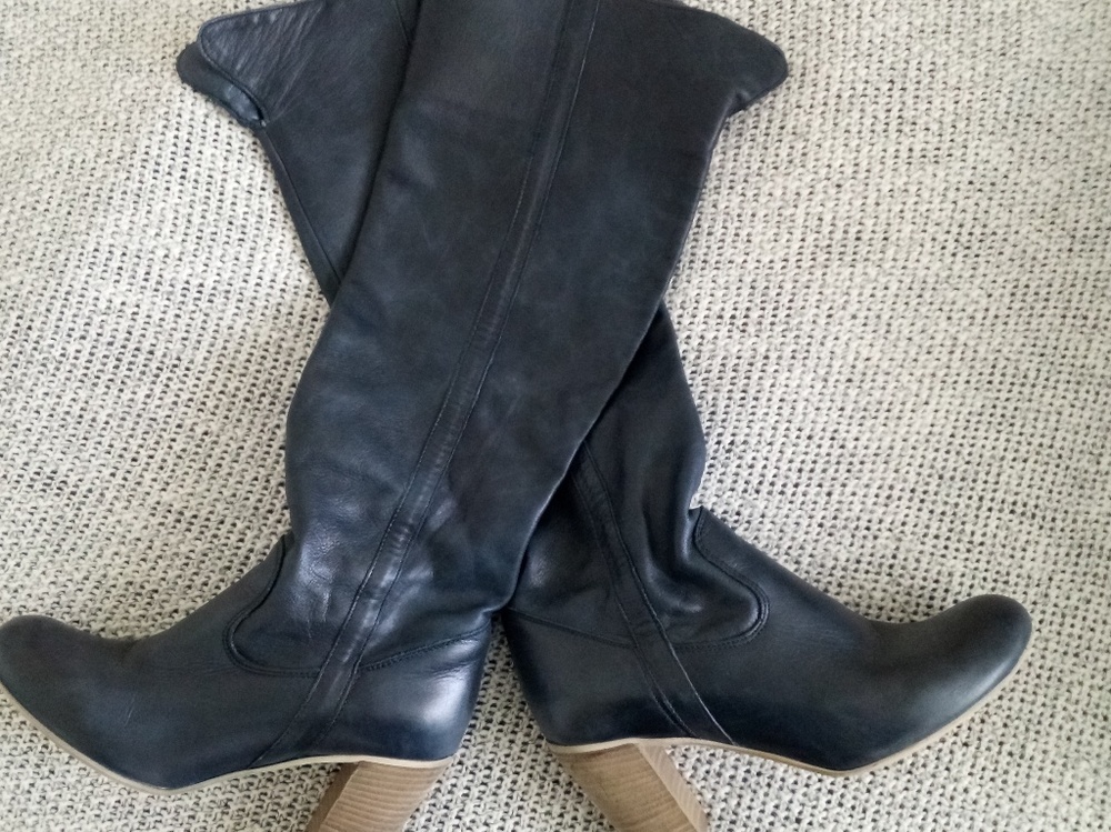 Handmade Italian Leather Navy Boots